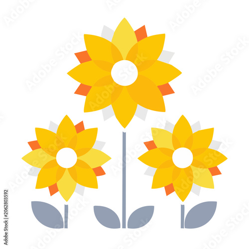 Flat design sun with rays and face