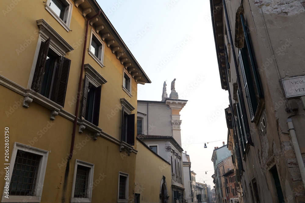 Fototapeta premium Historic streets and buildings in Veronetta district, Verona, Italy
