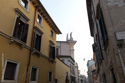 Historic streets and buildings in Veronetta district, Verona, Italy