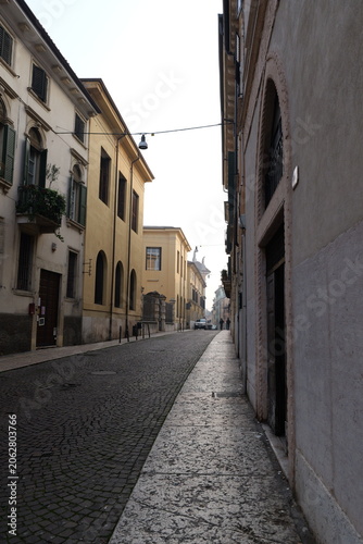 Historic streets and buildings in Veronetta district, Verona, Italy