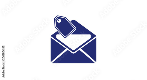 Open envelope with a price tag representing promotional email