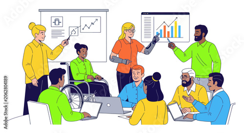 Diverse professional team collaborating during a business meeting