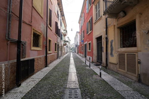 Historic streets and buildings in Veronetta district, Verona, Italy