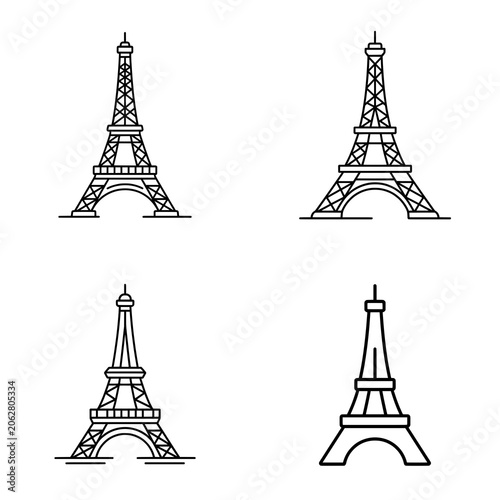 Eiffel Tower icon featuring the iconic Paris landmark with elegant architectural details. Clean vector design ideal for travel, tourism, city branding, heritage, and educational projects.