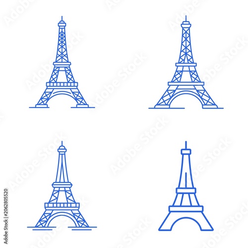 Eiffel Tower icon featuring the iconic Paris landmark with elegant architectural details. Clean vector design ideal for travel, tourism, city branding, heritage, and educational projects.