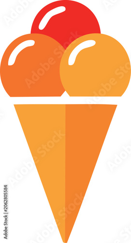 ice cream cone orange - yellow - red balls