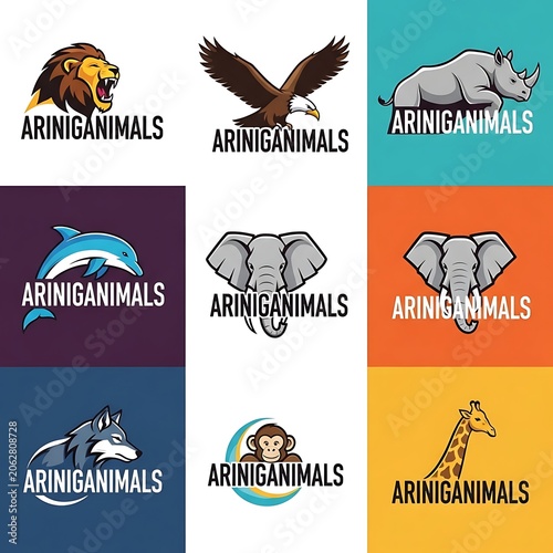 Colorful vector illustrations of diverse animal species collection.