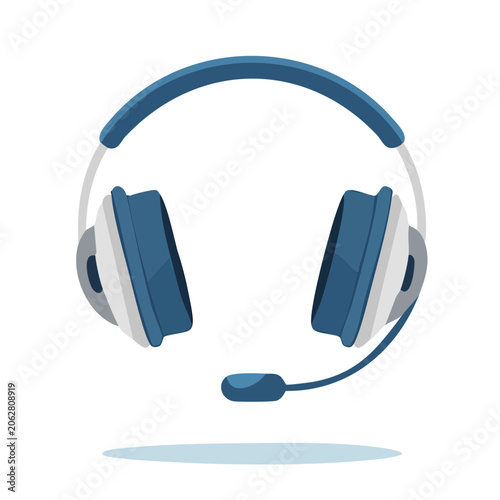 Blue and white flat design headphones