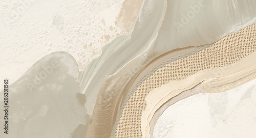 Minimalist abstract artistic composition featuring blended neutral earth tones and organic textured lines, abstract