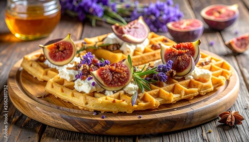 Mini-Waffeln mit Ziegenkäse, Feigen und Lavendelhonig