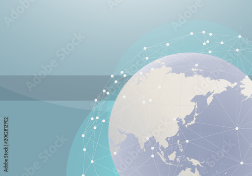 Valokuva A futuristic illustration of a globe with network connections over Europe and As