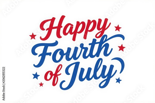 Happy fourth of july colorful text design