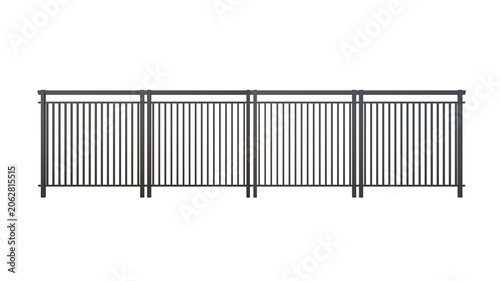 Obraz na plátně Metal fence railing isolated on transparent background black outdoor guardrail barrier element for architectural design