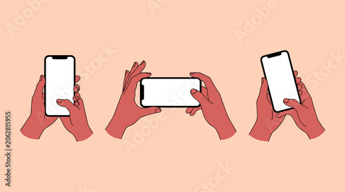 Hands Holding Smartphones in Different Angles
