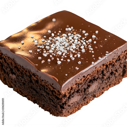 Delicious chocolate brownie with sea salt topping