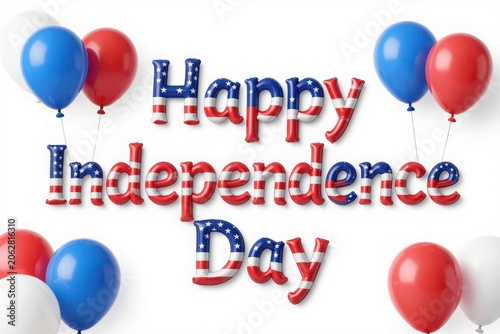 Happy independence day text with balloons