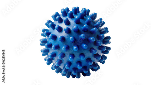Blue spiky massage ball with raised nubs, isolated on transparent background