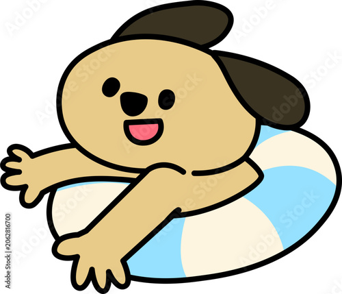 여름 물놀이 튜브 강아지 캐릭터