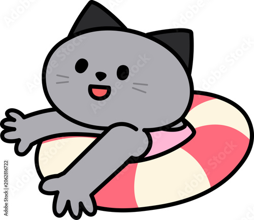여름 물놀이 고양이 캐릭터