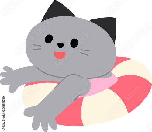 여름 물놀이 고양이 캐릭터
