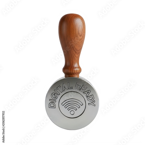 Classic wooden handled vintage stamp on metal base