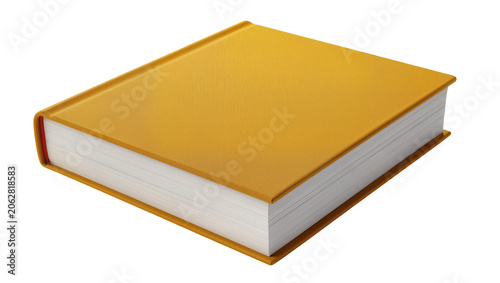 Cuadro en lienzo Closed plain yellow hardcover book with thick white pages, isolated on transpare