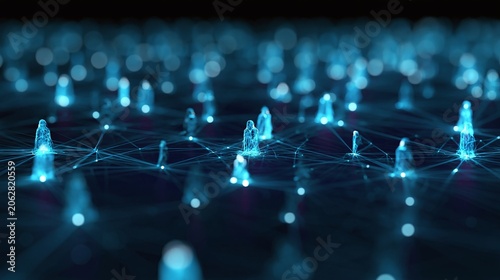 AI-powered networking tool visualizes digital connections, professional growth. High-end lead generation, human relationship building platform. Modern corporate partnership, virtual communication