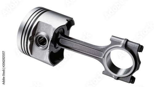 Canvas Print Shiny metal piston and connecting rod assembly, isolated on transparent backgrou