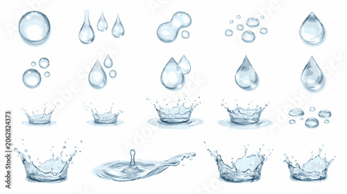 Water Drops and Splashes Closeup.
