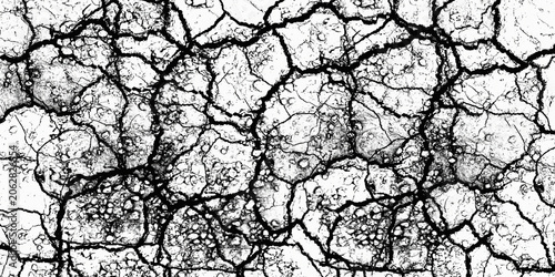 Tableau sur toile black and white with clay or mud surfaces very dry due to prolonged drought, for