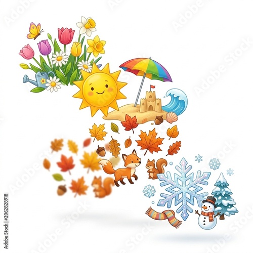 Cute Weather Icons for Kids Clipart Variation E