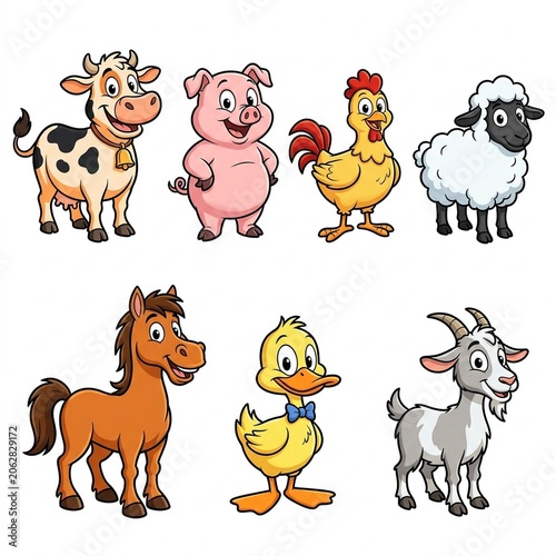 Cute Farm Animals PNG Clipart Set Variation B