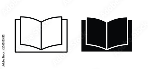 Book icons pack vectors in black flat and strokes