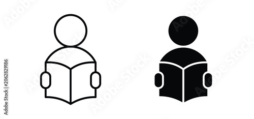 Obraz na płótnie Book open reader icons pack vectors in black flat and strokes