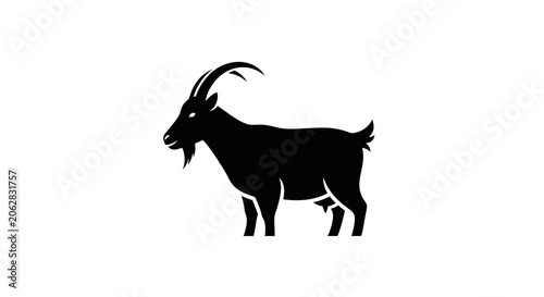 Black silhouette of an adult goat.