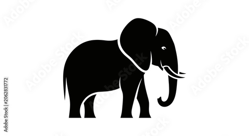 Black silhouette of an elephant.