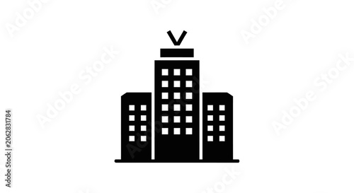 Black silhouette of city skyscrapers.