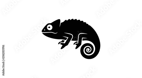 Black silhouette of a chameleon.
