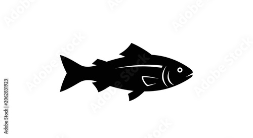 Black silhouette of a fish swimming.