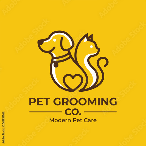 Modern minimalist logo design for pet grooming and animal care company.