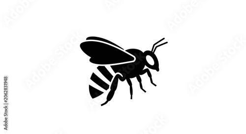 Black silhouette of a flying bee.