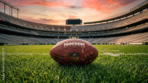 American Football Stadium Field Sunset.