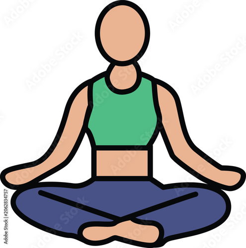 Healthy Lifestyle and Zen Fitness Symbol in Colorful Flat Art