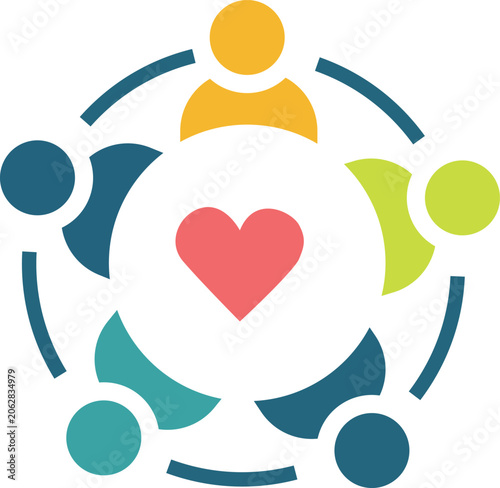 Diverse Community Support Group and Charity Concept Vector Icon