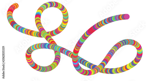 Dynamic Rainbow Ribbon Coil Illustration