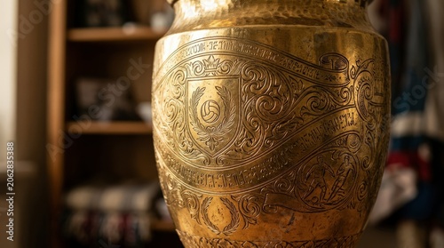 Intricately Designed Gold Vase Interior.