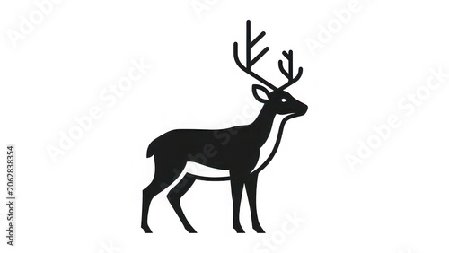 Black silhouette deer standing with antlers