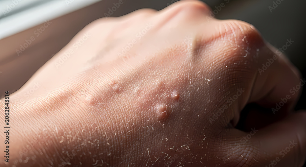 Fototapeta premium Close Up Of A Hand With Small Bumps And Dry Flaky Skin