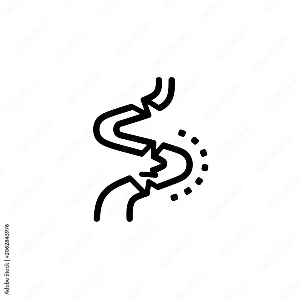 Fototapeta premium Black line art smoker coughing.