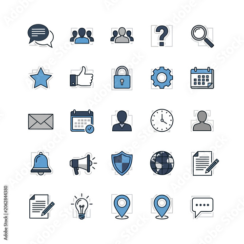 Collection of business communication icons.